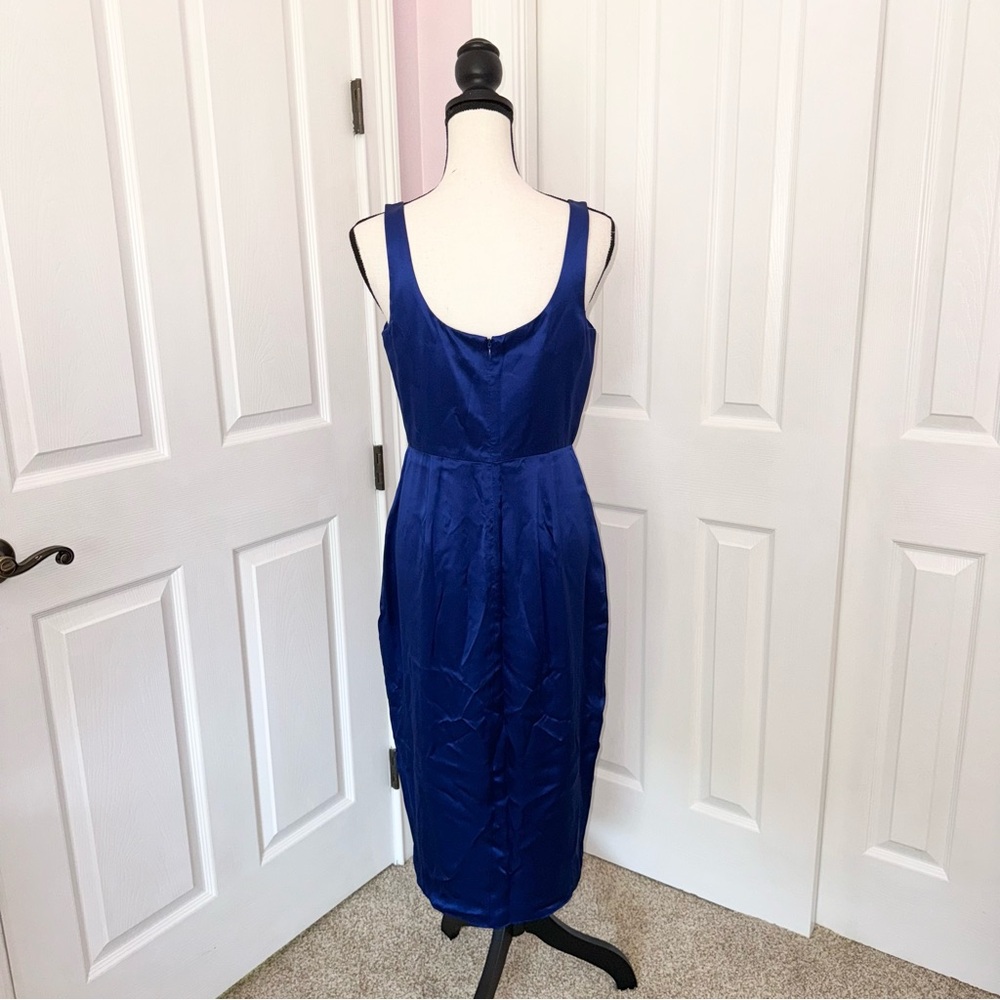 NWT Amanda Uprichard 100% silk royal blue midi dress w side slit, size medium - Picture 8 of 16